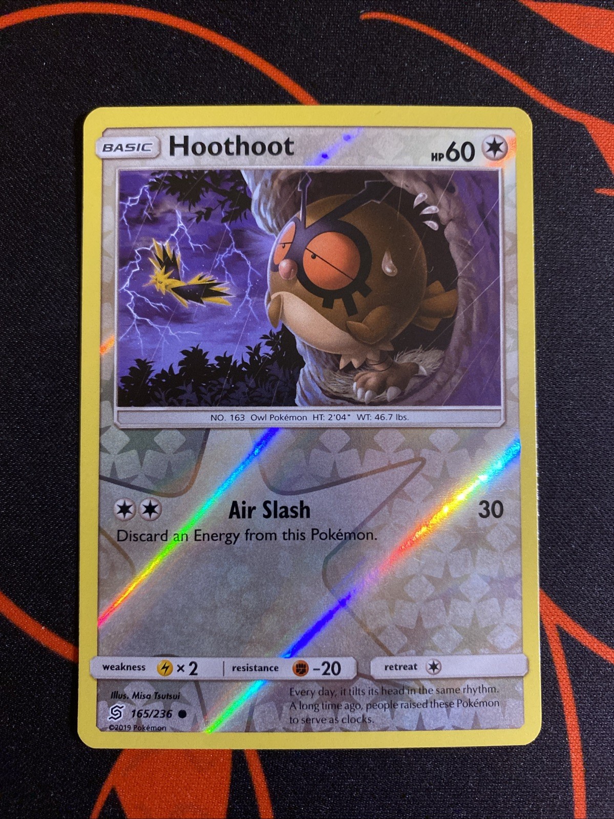 REVERSE HOLO Pokemon Sun & Moon Unified Minds TCG Card Hoothoot 165/236