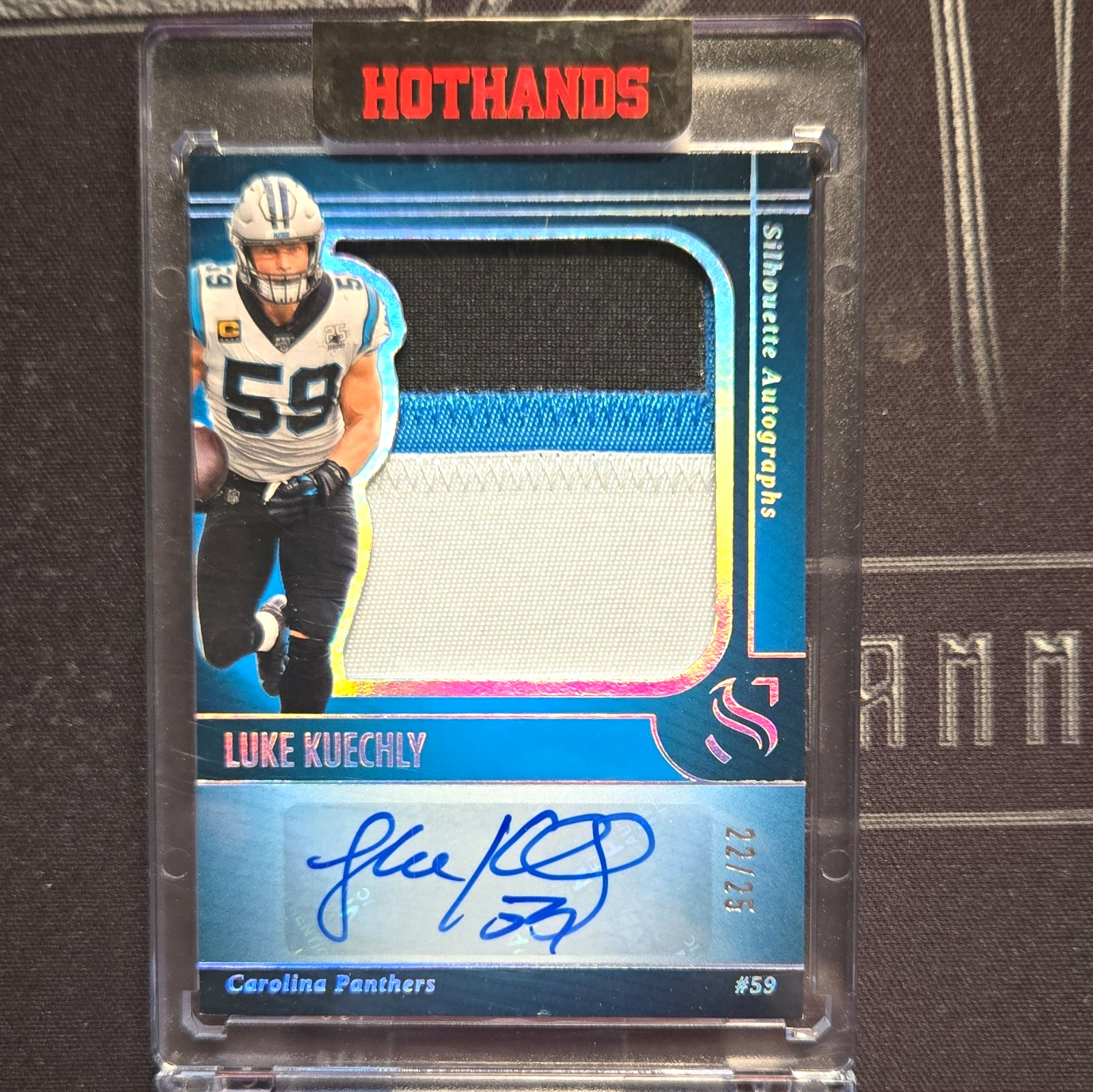 Panini 2025 Silhouette Luke Kuechly Panthers SA-LKY Auto Patch 22/25 view 1