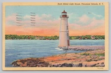 Postcard Rock Island Light House Thousand Islands NY 1946 Vintage Linen