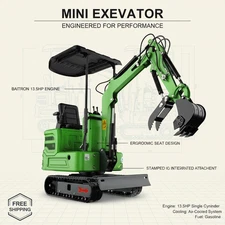 1 Ton Mini Excavator-New Pilot Control-13.5HP B＆S Gas Engine-Tracked，For Garden