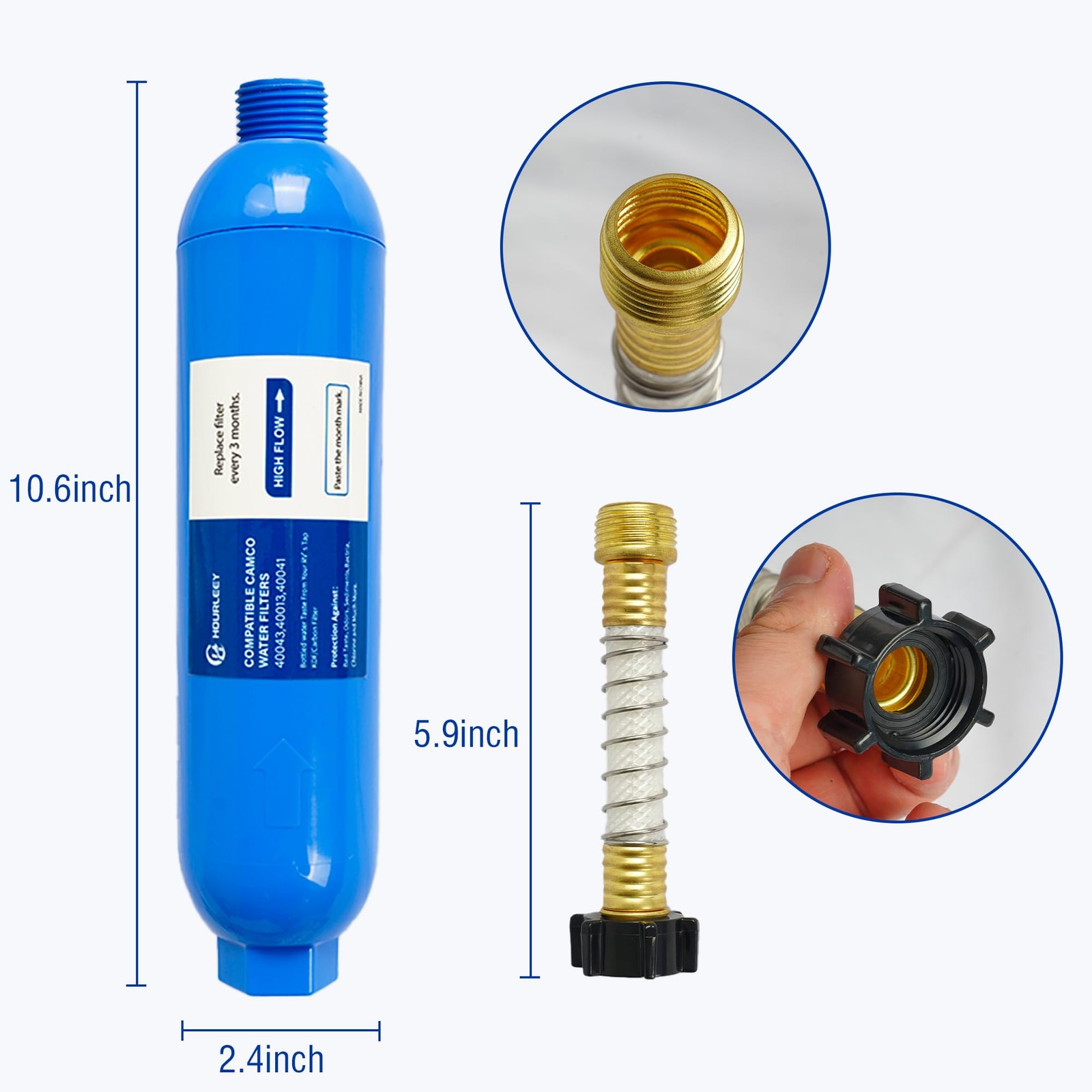 RV Inline Water Filter 2-Pack - Reduces Bad Taste Odors & Sediment