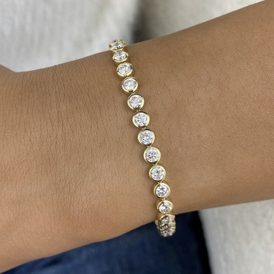 3ct TCW Round Tennis Bracelet Yellow Gold 14K Lab-Grown Diamond F/VS1 Appraised