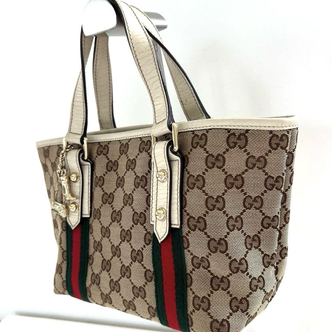 Gucci Sherry GG Canvas Brown Leather Handbag-image