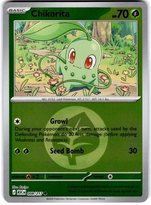 Pokemon Chikorita Ascended Heroes 8/217 Energy Holo Near Mint English