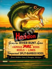 Heddon Genuine River Runt Lures Metal Sign 3 Sizes to Choose From