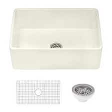 Ruvati 33x20" Fireclay Farmhouse Apron-Front White Sink - RVL2300BS