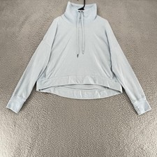 Sweaty Betty Sweatshirt Womens XL Blue Funnel Neck Boxy Crop Harmonise Italy