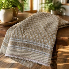 Block Print Bedding Quilt King Size Handmade Cotton Bedspread 90x108, Brown