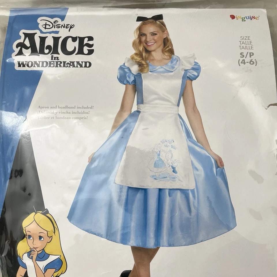 BRAND NEW DISNEY ALICE IN WONDERLAND ALICE ADULT COSTUME SMALL/P 4-6, GREAT - Image 2 of 4