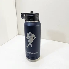 Polar Camel 32oz Navy Blue Football Water Bottle Jake Grimaldi Laser Engraved