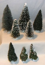 CHRISTMAS VILLAGE ACCESSORY LOT - ASSORTED SIZES PINE TREES -