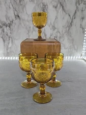 1970's Vintage Indiana Glass Tiare Amber Mini Glass Goblets-Set of Four