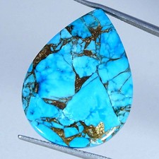 20.50Cts Best Lab-Created Sky Blue Copper Turquoise Pear Cabochon 22X29X3MM