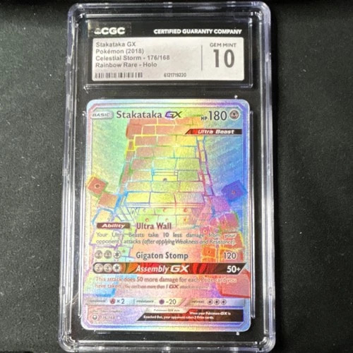 Stakataka GX Celestial Storm Rainbow Rare Holo CGC 10 Pokémon Card 2018 176/168