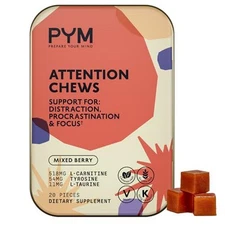 PYM Attention Chews Support for Procrastination, Focus and Productivity, 20 | |