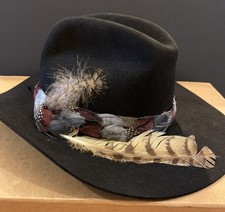 Stetson Black Western Hat w Band of Feather Accents Feather Decoration 6 7/8