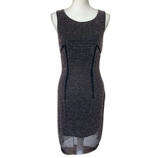Vintage Cache embellished studded mesh bodycon Y2K black cocktail dress SZ: M