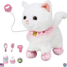 Interactive Plush Robot Cat Toy Remote Control Walking Barking White Kitten 12