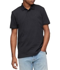 Calvin Klein Mens Smooth Cotton Monogram Logo Polo Shirt, black, L