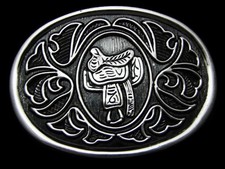 KL05170 GREAT VINTAGE 1970s WESTERN HORSE SADDLE SILVERTONE WESTERN BUCKLE