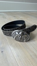 Tony Lama  Ghost of Tombstone  Skull Buckle Leather Belt