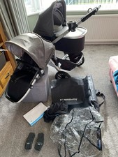 Uppababy VISTA V2 Pushchair Pram Grey + Adapters + Raincover