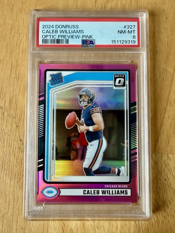 2024 Donruss - Caleb Williams Optic Preview Pink Rated Rookie (RC) PSA 8