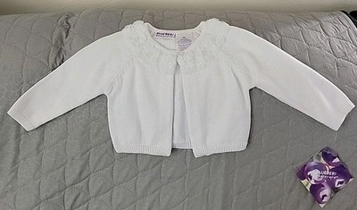 Blueberi Boulevard Cardigan Sweater Size 24 Months White Rosettes Trim