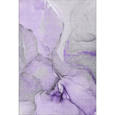 HomeRoots 646835 3 x 5 ft. Purple Gray & Ivory Abstract Transitional Washable...