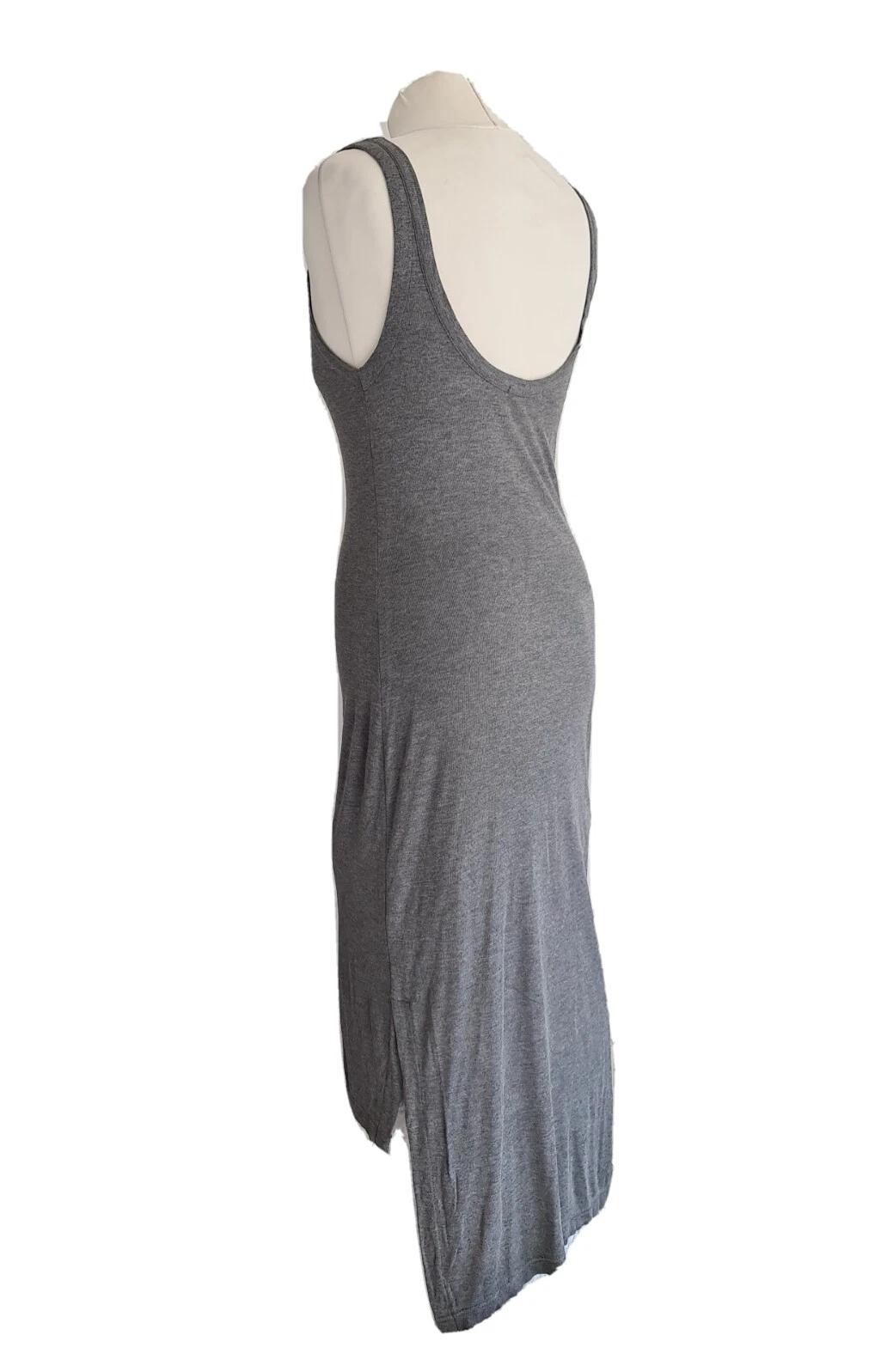 T ALEXANDER WANG ABITO DONNA GRIGIO SMANICATO JERSEY MIDI SLIP. SMALL UK 8.