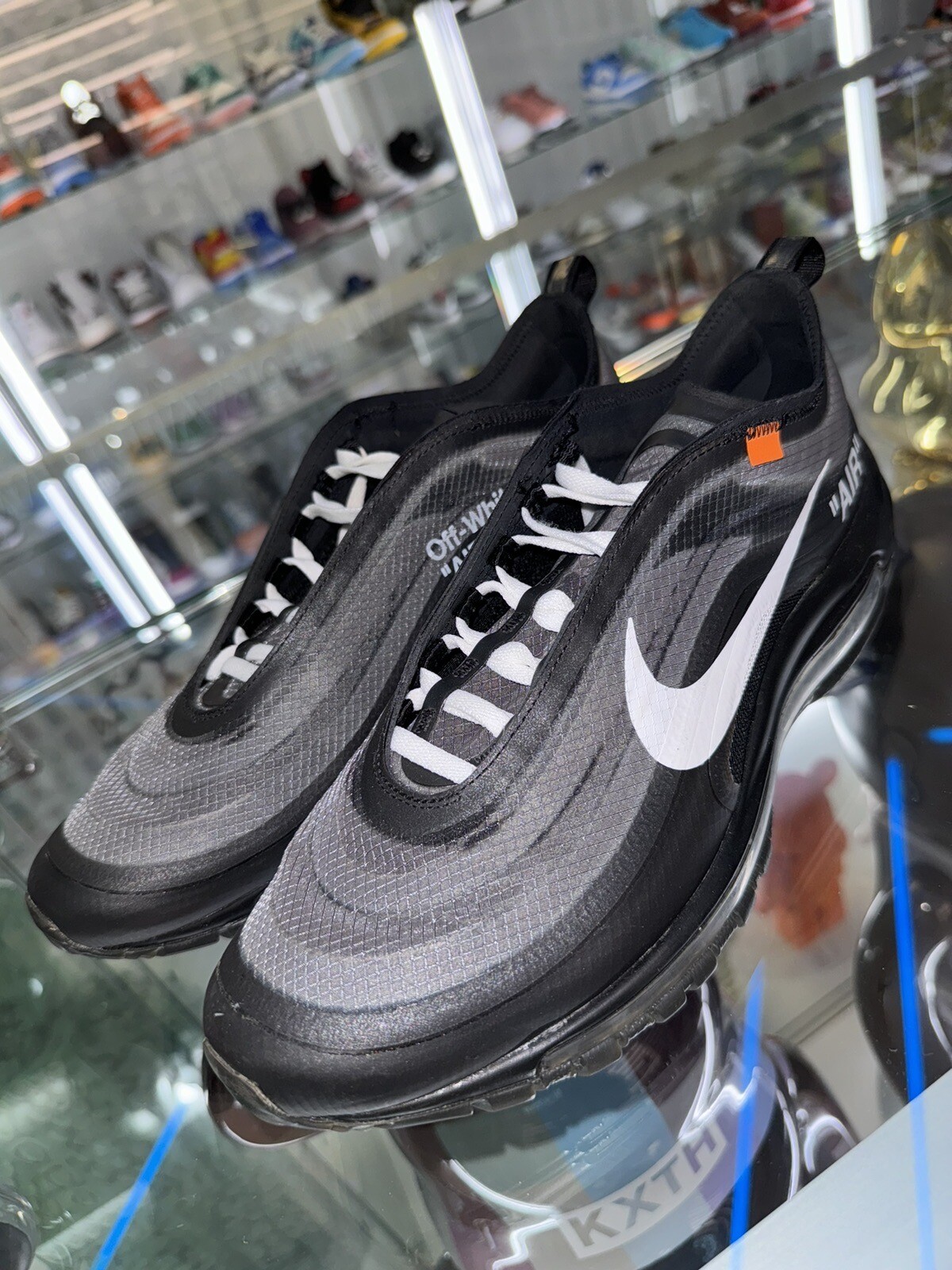 OFF WHITE X NIKE Taglia 11 Nike Air Max 97 x BIANCO SPORCO nere 2018 indossate coppie