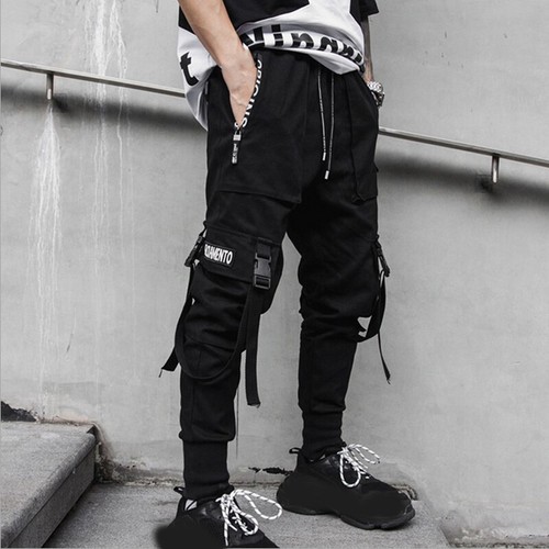 Mens Casual Goth Suspender Pocket Harem 