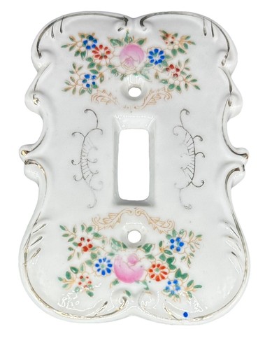 VTG Lot Arnart Porcelain Light Switch Cover Plate Single Double Floral Rose Gold - Picture 10 of 16