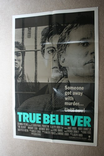TRUE BELIEVER Orig. 1-Sheet Movie Poster 1988 James Woods Robert Downey Jr.