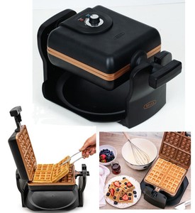 Bella 4 Slice Rotating Black Belgian Waffle Maker Square Shape