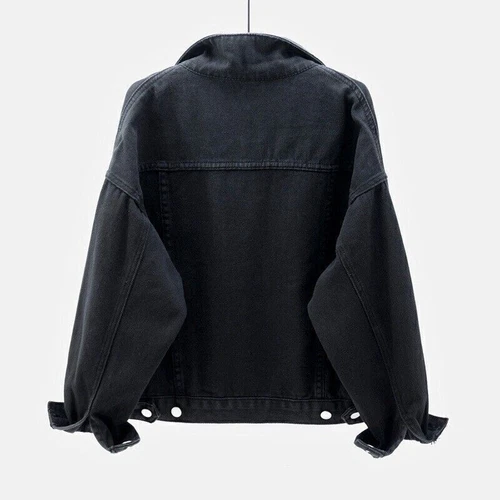 Womens Ladies Stretch Denim Jacket Soft Cotton Loose Plus Zise Stonewash Coat!@ - Picture 23 of 26