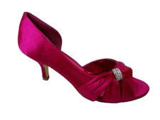 Womens Ladies Low Mid Kitten Heel Peeptoe Satin Bridal Wedding Party Sandal Shoe