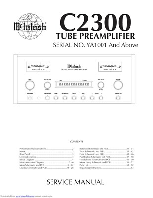 Service Manual-Anleitung für McIntosh C 2300