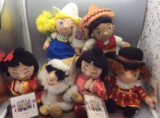  It's A Small World Lot (6) Disney Store Plush Bean Bag Figure 8" Beanie 