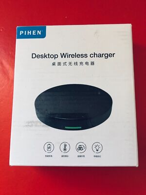 Pihen Nllano leather desktop wireless charger - black New 10W 9V 1.1A / 5W 5V 1A