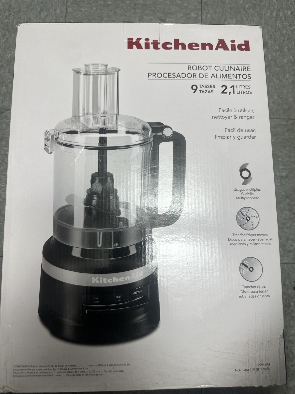 KitchenAid 9-Cup Black Food Processor KFP0918BM Full Size-image