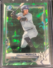 2021 Bowman Chrome Prospects Green Cracked Ice Refractor /125 Oswald Peraza