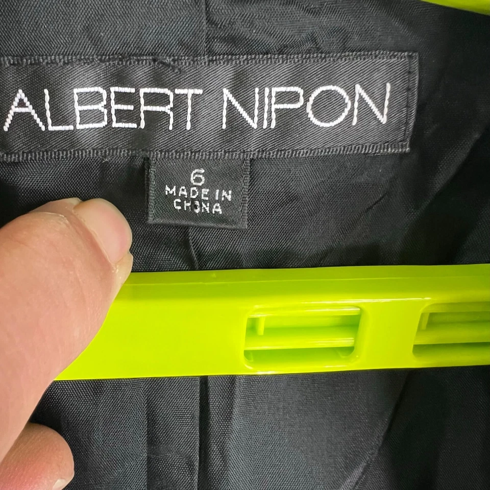 Blazer Albert Nipon negro superpuesto de encaje para mujer talla 6 Foto 4 de 4