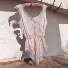 Elegant Vintage Lace Romper in Soft Ballet Pink coquette balletcore fairycore M