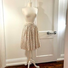 Handmade vintage cotton neutral floral square dancing skirt