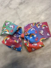 Girls Fashion Hair Bow Unicorns Hearts Multi-Color Pink Purple Duck Bill Clip