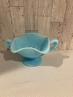 VERY RARE VINTAGE FENTON TURQUOISE PASTEL BLUE MILK GLASS 1955-1958 CANDY DISH