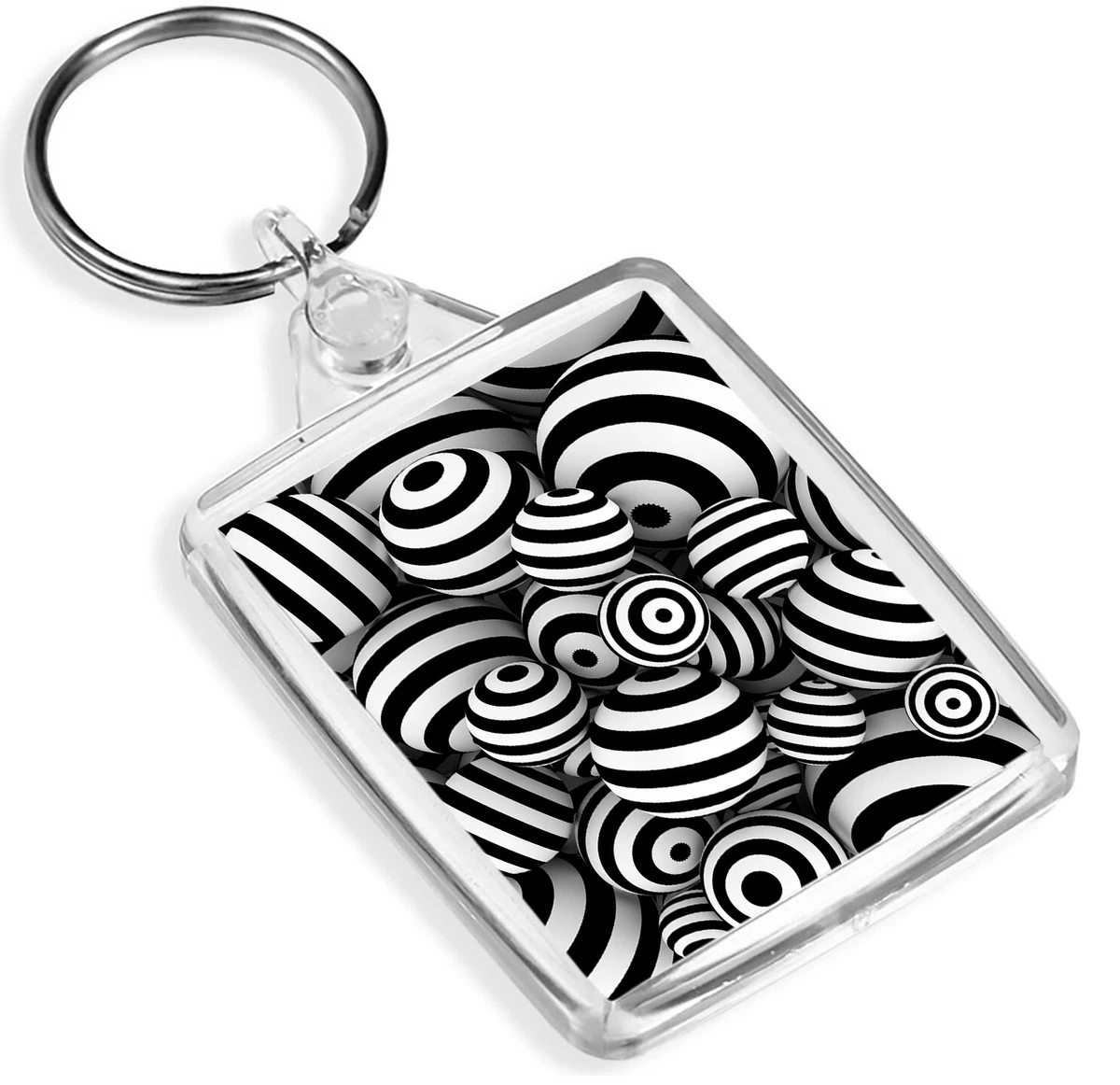 Awesome Black White Balls Keyring IP02 Graphic Design Funky