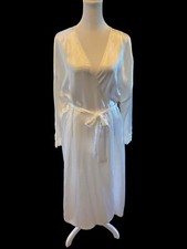 VTG Cinema Etoile Silky Robe Embellished Sleeves Sequin Floral White Bridal XL