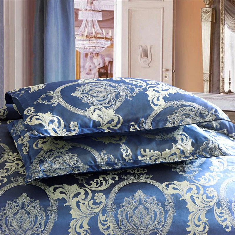 Silk Bedding Sets Jacquard Duvet Quilt Cover Set Double & King Size 3 Pcs/Set UK - Image 3 of 4